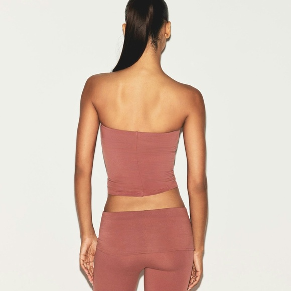 NWT SKIMS Cotton Jersey Tube Top in Redwood - Picture 3 of 9